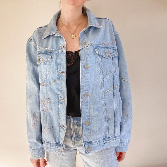 Topshop Jackets & Blazers - Topshop Hand-Embroidered Denim Jacket